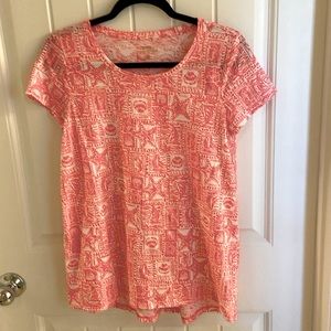NWOT Ladies Lilly Pulitzer Etta Scoop Neck Tee, Mizner Red, S